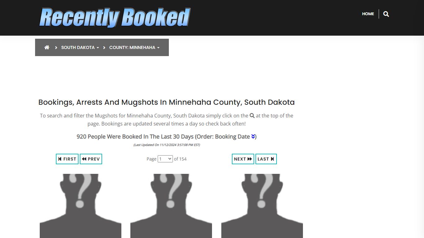 Bookings, Arrests and Mugshots in Minnehaha County, South Dakota