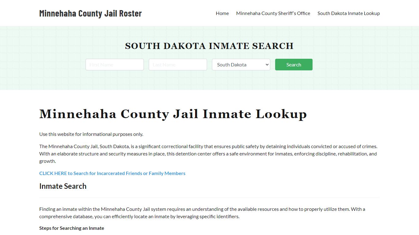 Minnehaha County Jail Roster Lookup, SD, Inmate Search